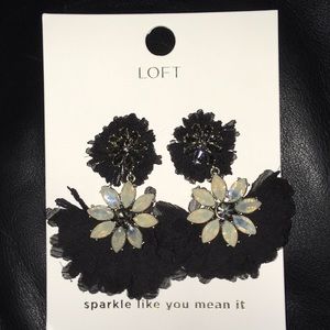 NWT Loft Crystal & Fabric chandelier earrings